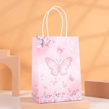 Kids birthday handle kraft gift paper bags