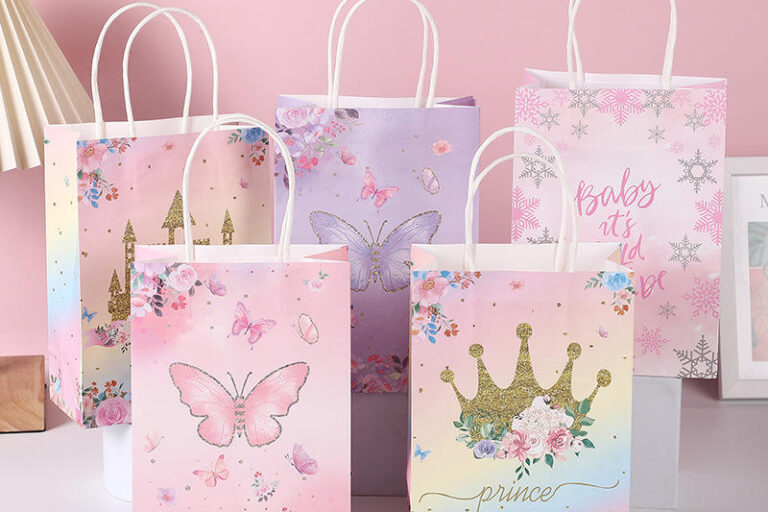 Kids Birthday Kraft Gift Paper Bags (3) Kids birthday handle kraft gift paper bags