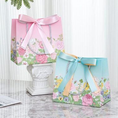Korean style floral luxury gift paper bags