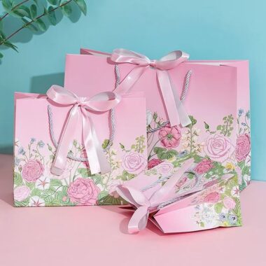 Korean style floral luxury gift paper bags