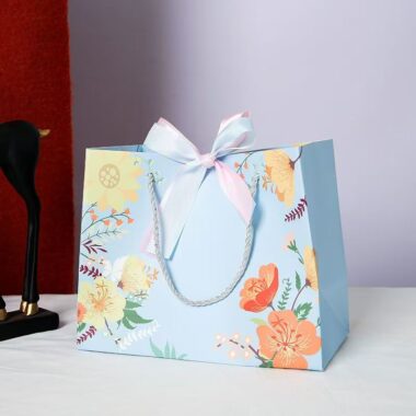 Korean style floral luxury gift paper bags