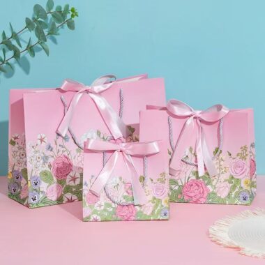 Korean style floral luxury gift paper bags