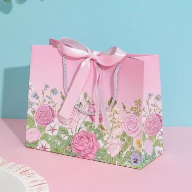 Korean style floral luxury gift paper bags