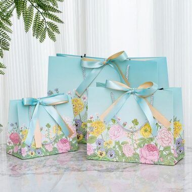 Korean style floral luxury gift paper bags