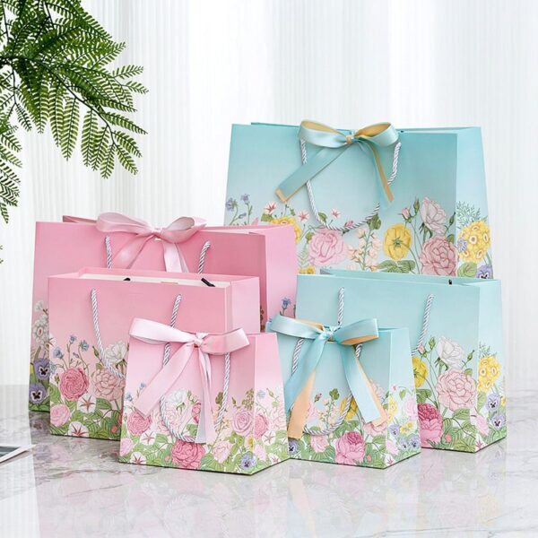 Korean style floral luxury gift paper bags