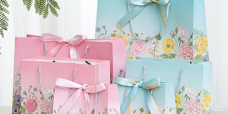 Korean style floral luxury gift paper bags