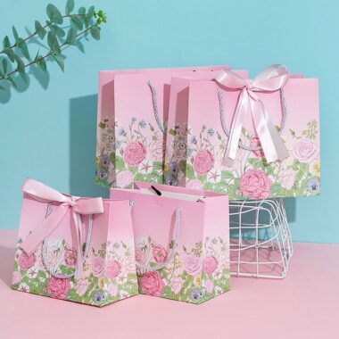 Korean style floral luxury gift paper bags