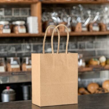 Custom logo printed portable kraft paper bags