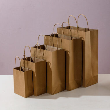 Custom logo printed portable kraft paper bags