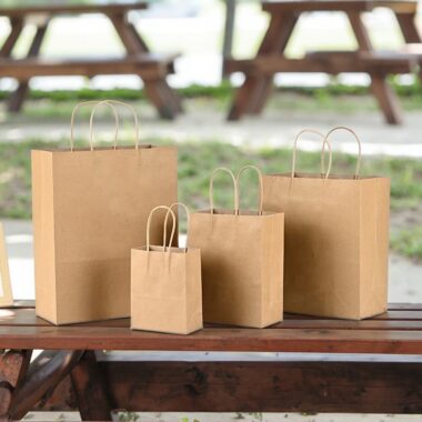 Custom logo printed portable kraft paper bags