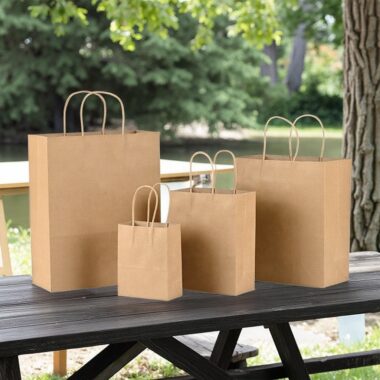Custom logo printed portable kraft paper bags