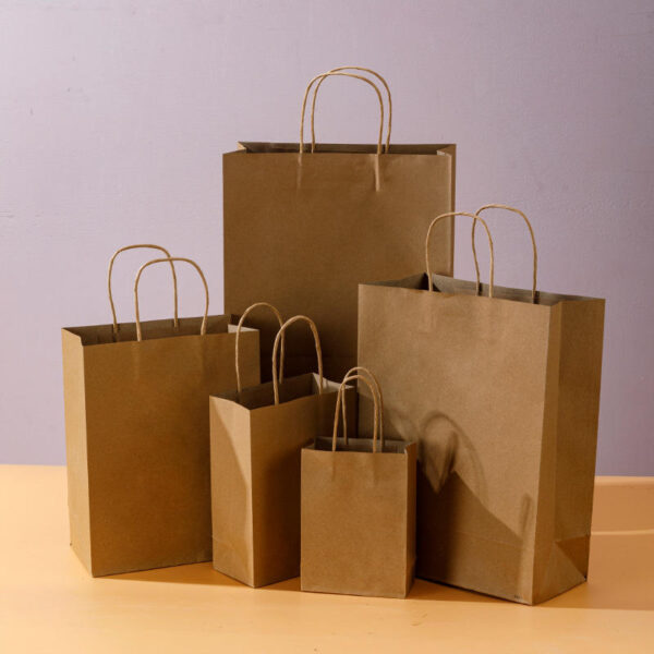 Custom logo printed portable kraft paper bags