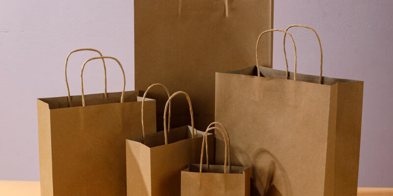 Custom logo printed portable kraft paper bags