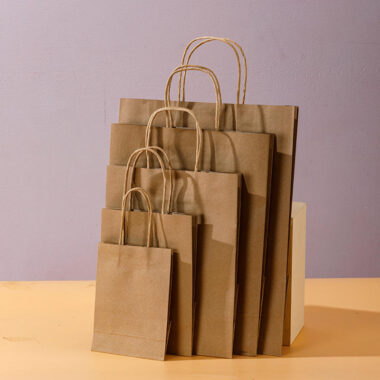 Custom logo printed portable kraft paper bags