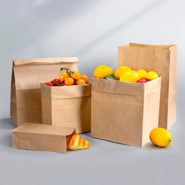 Eco-friendly recyclable kraft food paper bags for takeaway