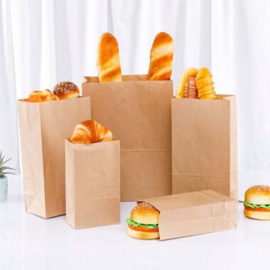 Recycled kraft food paper bags for takeaway packaging
