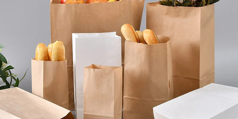 Recycled kraft food paper bags for takeaway packaging