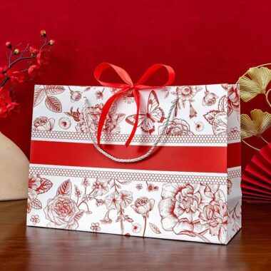 Red floral butterfly shopping and gift paper bags