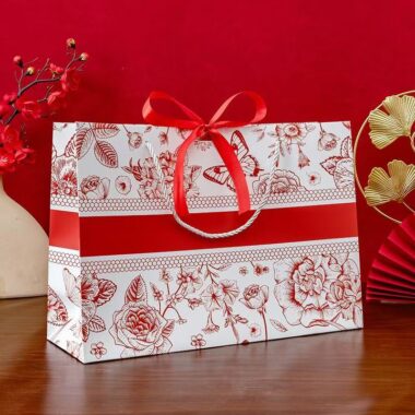 Red floral butterfly shopping and gift paper bags