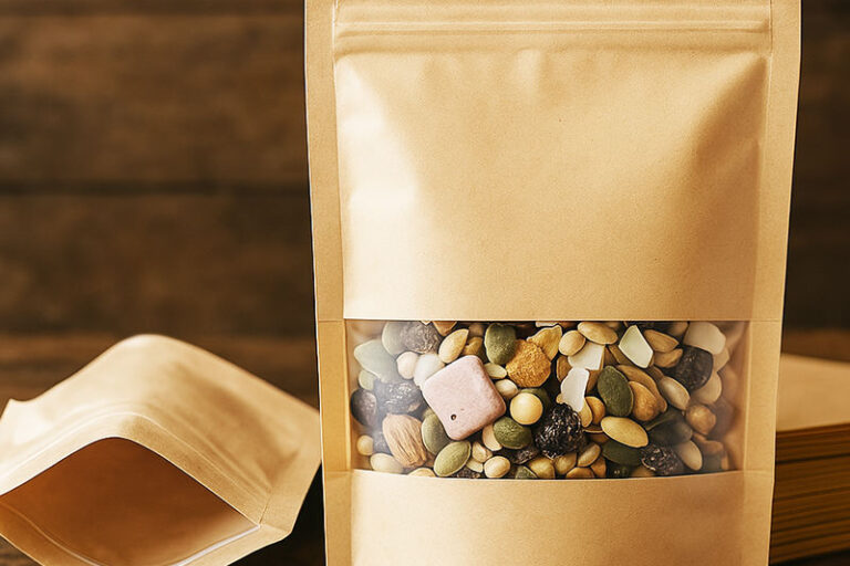 Resealable Food Kraft Paper Pouches with Clear Window (2) Food kraft paper pouches with window and resealable zipper