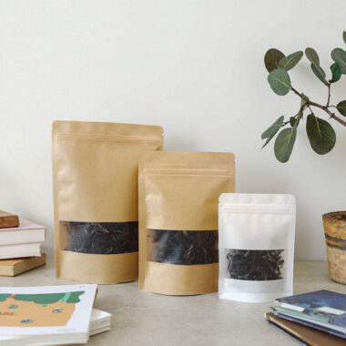 Food kraft paper pouches with window and resealable zipper