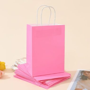 Simple solid color eco handle kraft paper bags