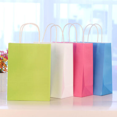 Simple solid color eco handle kraft paper bags