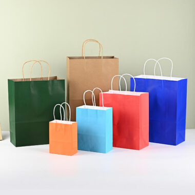 Simple solid color eco handle kraft paper bags