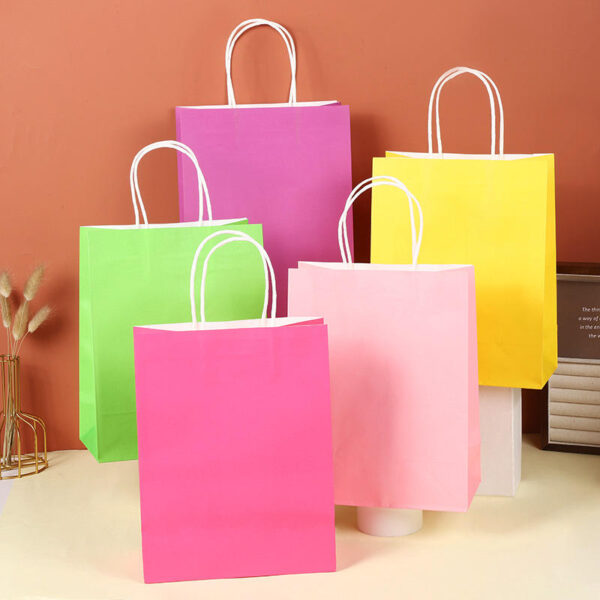 Simple solid color eco handle kraft paper bags