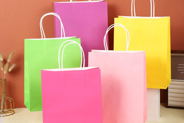 Solid Color Eco Handle Kraft Paper Bags (7) Simple solid color eco handle kraft paper bags