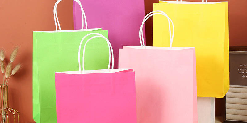Simple solid color eco handle kraft paper bags
