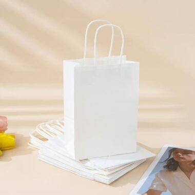Simple solid color eco handle kraft paper bags