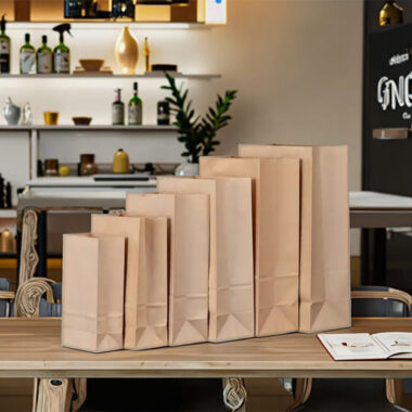 Eco square bottom brown kraft food paper bags for takeaway