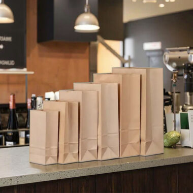 Eco square bottom brown kraft food paper bags for takeaway