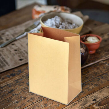 Eco square bottom brown kraft food paper bags for takeaway