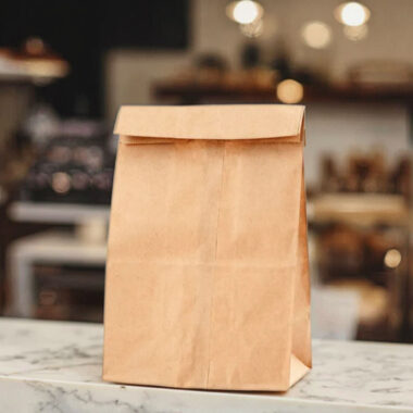 Eco square bottom brown kraft food paper bags for takeaway