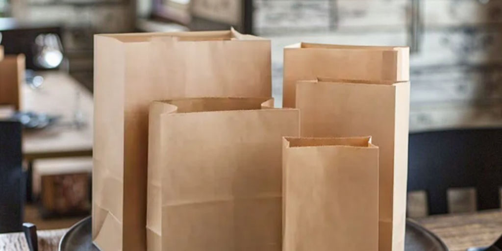 Eco square bottom brown kraft food paper bags for takeaway