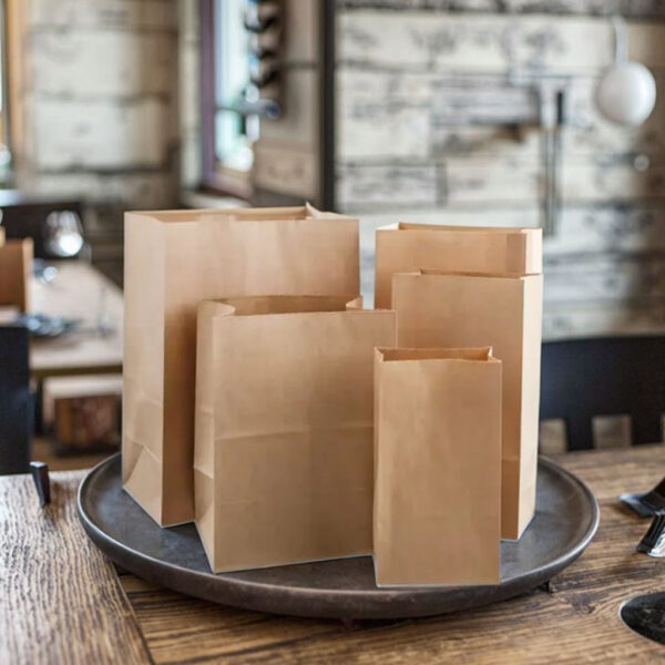Eco square bottom brown kraft food paper bags for takeaway