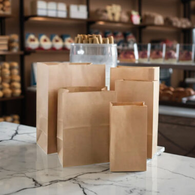 Eco square bottom brown kraft food paper bags for takeaway
