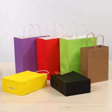 Custom recyclable square bottom color kraft paper bags
