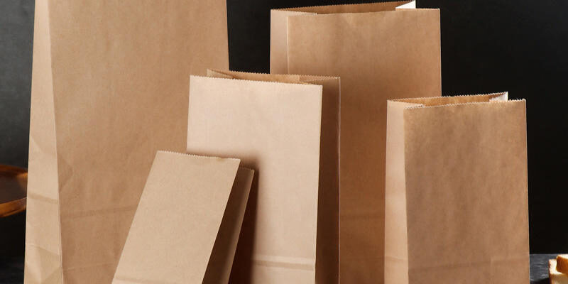 Eco square bottom food paper bags for fast food takeaway