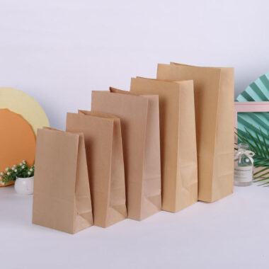Eco square bottom food paper bags for fast food takeaway