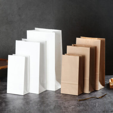 Eco square bottom food paper bags for fast food takeaway