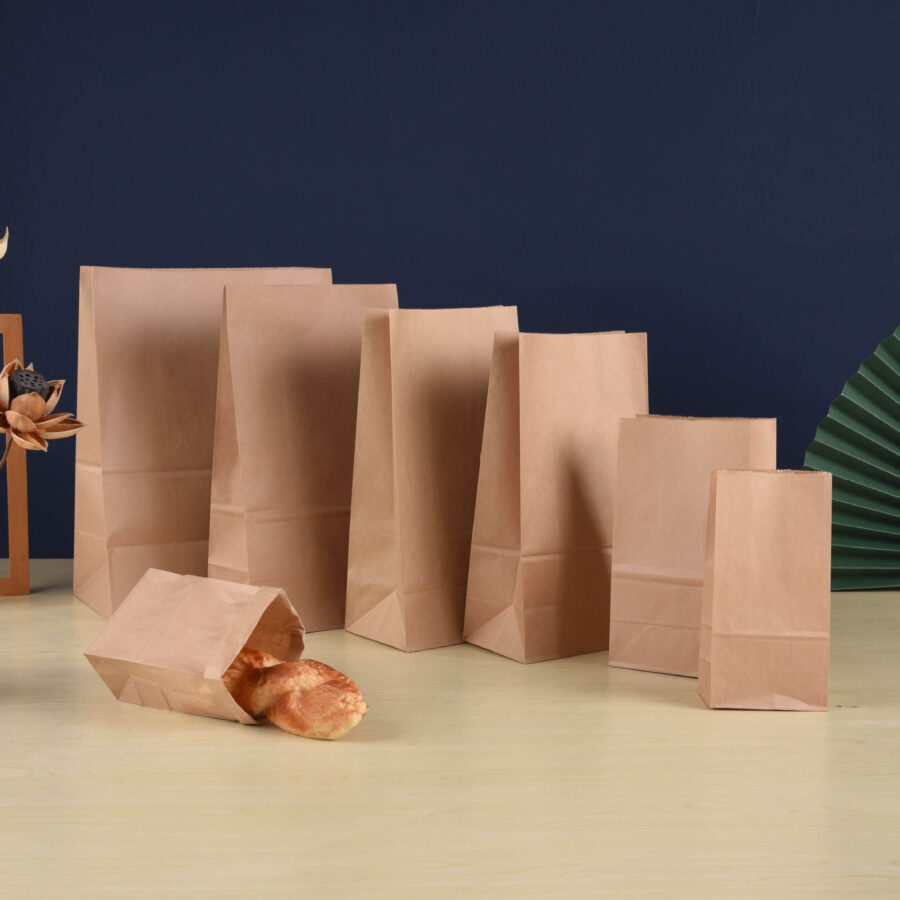 Food grade square bottom kraft food paper bags for takeaway
