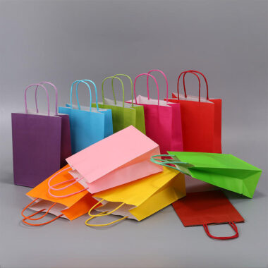 Color handle kraft paper bags for takeaway packaging