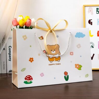 Cartoon teddy bear kids handle gift paper bags
