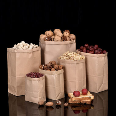Thick eco recyclable brown food paper bags for takeaway
