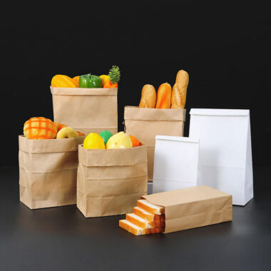 Thick eco recyclable brown food paper bags for takeaway