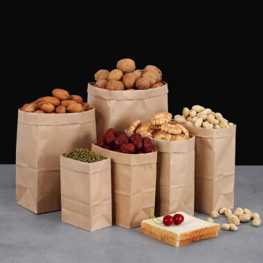 Thick eco recyclable brown food paper bags for takeaway