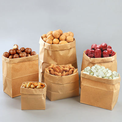 Thick eco recyclable brown food paper bags for takeaway